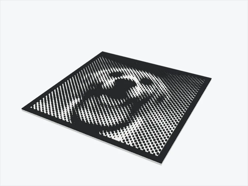 3D model of the beagle as black halftone dots on a white plate