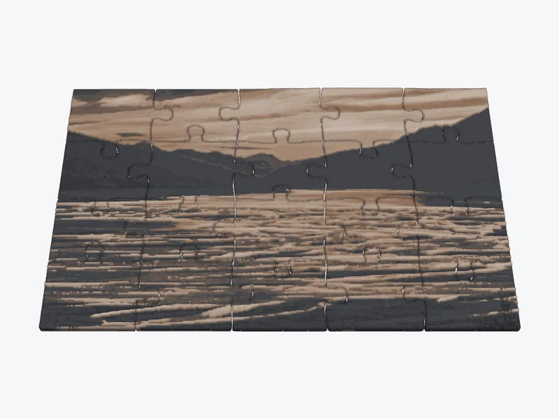 3D model of a 20 piece jigsaw puzzle of the mountain lake